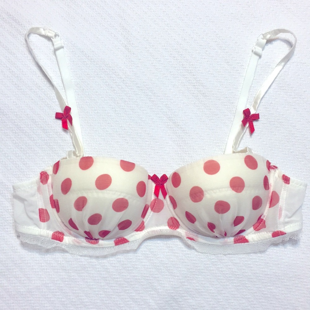 Mimi Holliday silk and lace polka dot balcony bra